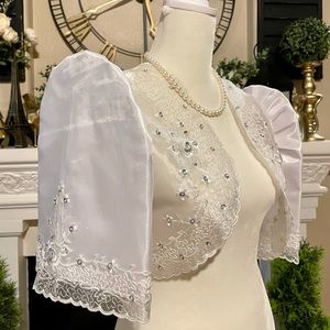 White Black Terno Sleeve Filipiniana Bolero 🖤